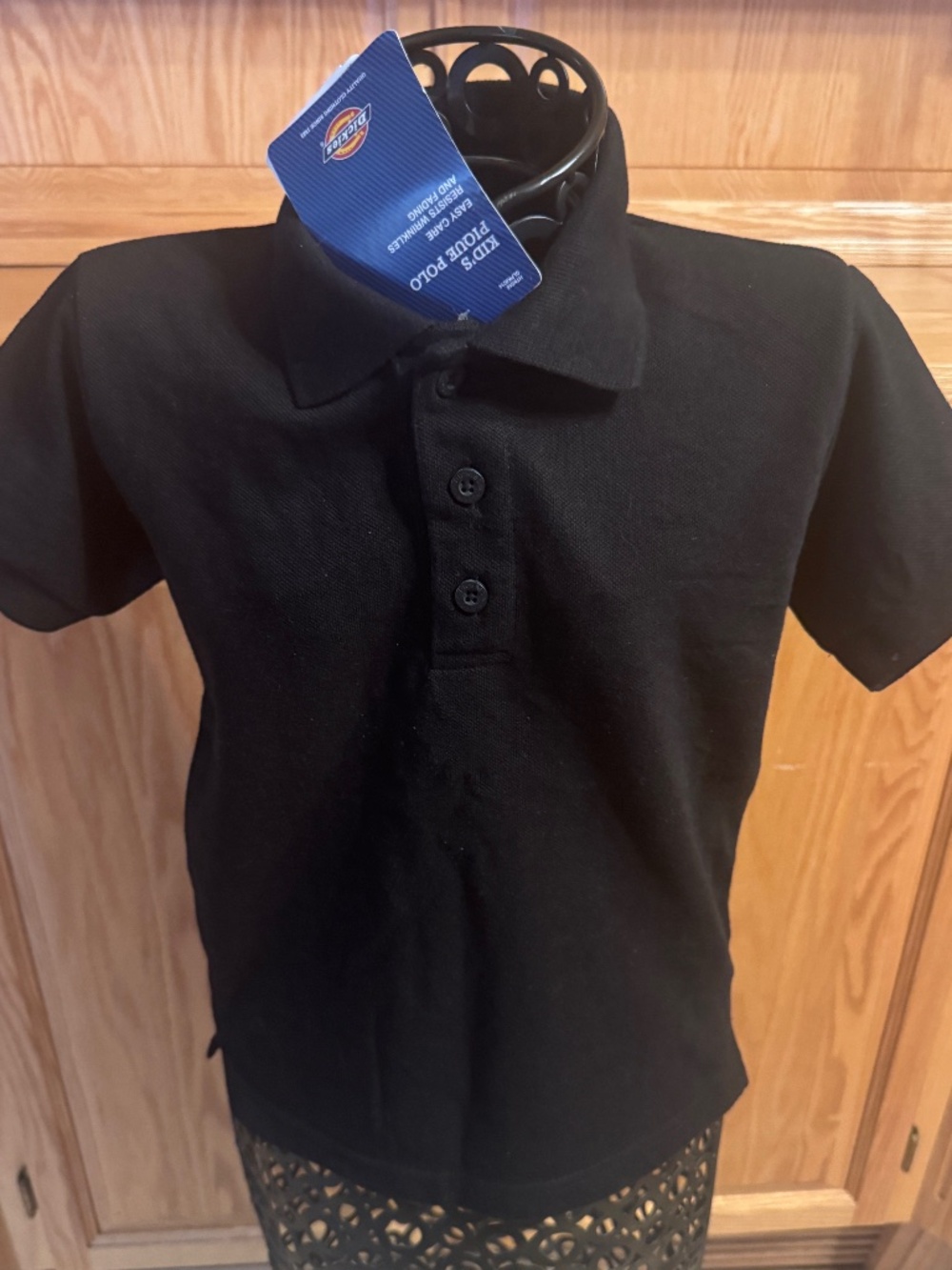 New Boys Dickies Kids Pique Polo Uniform M (5-6) Black Collared Classic Casual